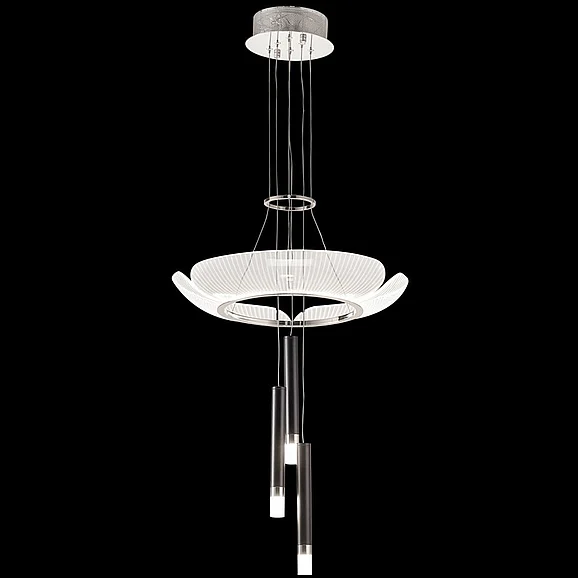 James R. Moder Contemporary Design Collection Acrylic Chandelier in Silver 41145S22LED