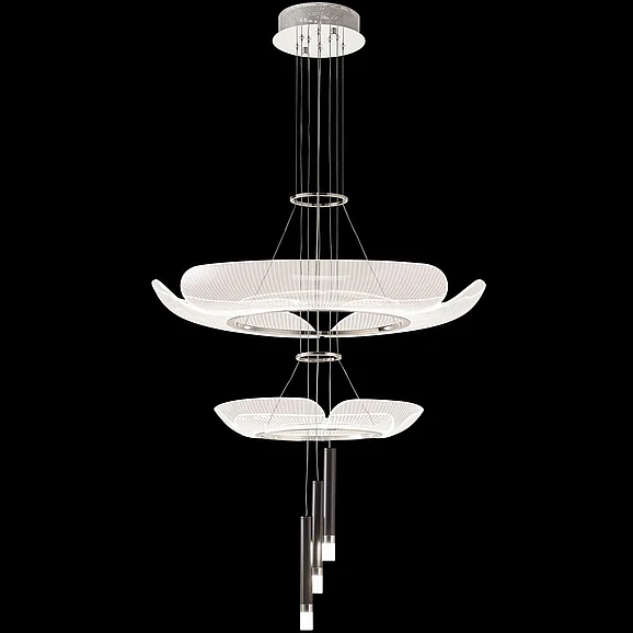 James R. Moder Contemporary Design Collection Acrylic Chandelier in Silver 41148S22LED