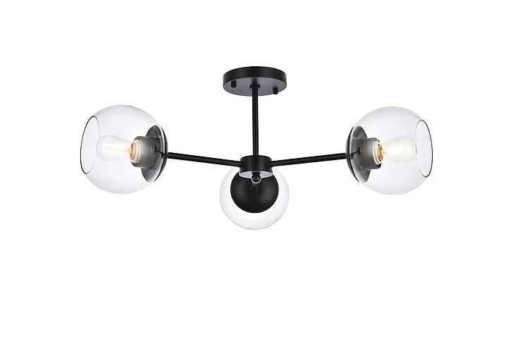 Elegant Briggs 26 In. Flush Mount in Black with Clear Shade LD648F26BK