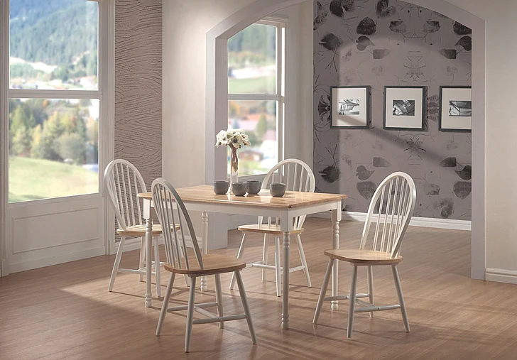 Coaster 5pc Dining Set in White and Natural Finish 4147S