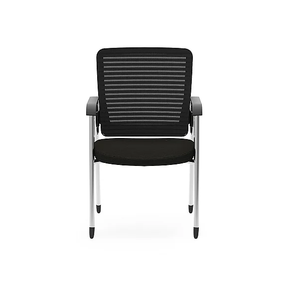 Euro Style Eon Visitor Chair in Black with Chromed Steel Frame 414B (Set of 2)