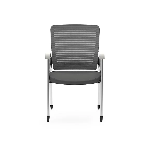 Euro Style Eon Visitor Chair in Gray with White Back Frame/Arm Pads and Chromed Steel Frame/Legs 414W (Set of 2)