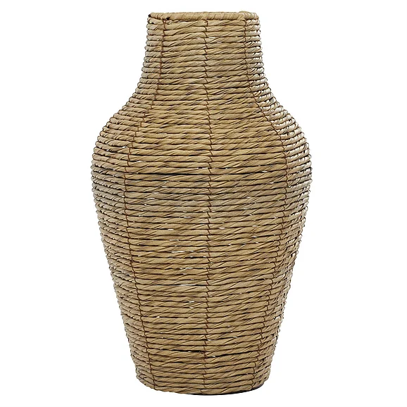 UMA Brown Faux Seagrass Handmade Tall Woven Floor Decorative Vase, 10" x 10" x 18" | 41542