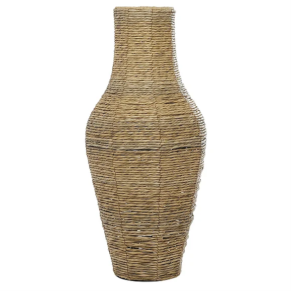 UMA Brown Faux Seagrass Handmade Tall Woven Floor Decorative Vase, 12 x 12 x 28 | 41543