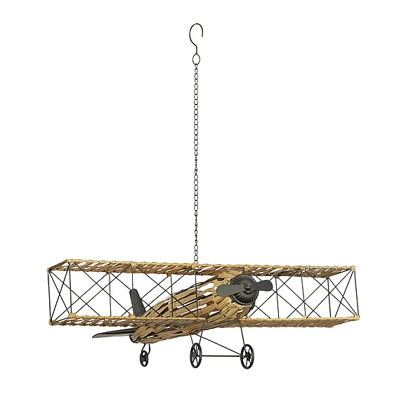 UMA Brown Metal Airplane Handmade Sculpture, 31" x 28" x 10" | 41553 CLOSEOUT
