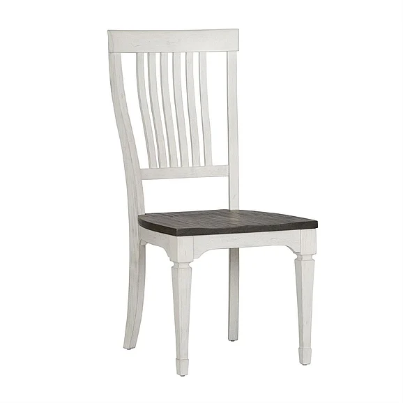 Liberty Furniture Allyson Park Slat Back Side Chair in White with Charcoal 417-C1500S (Set of 2)