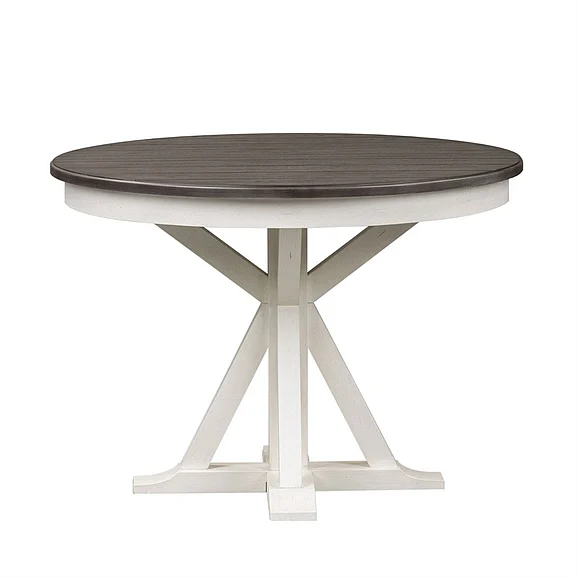 Liberty Furniture Allyson Park Pedestal Table in White with Charcoal 417-DR-PDS