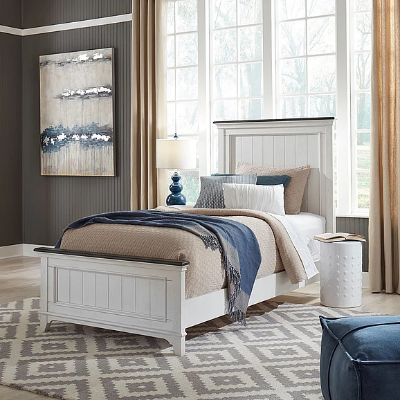 Liberty Furniture Allyson Park Twin Panel Bed in Wirebrushed White EST SHIP TIME APPX 4 WEEKS