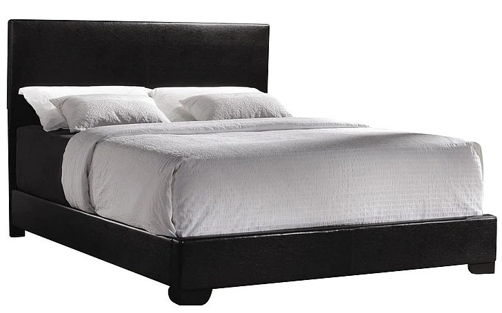 Coaster Queen Upholstered Low-Profile Bed in Black 300260Q