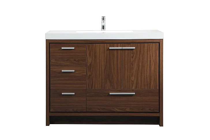 Elegant 42 In. Single Bathroom Vanity in Walnut VF46042MWT