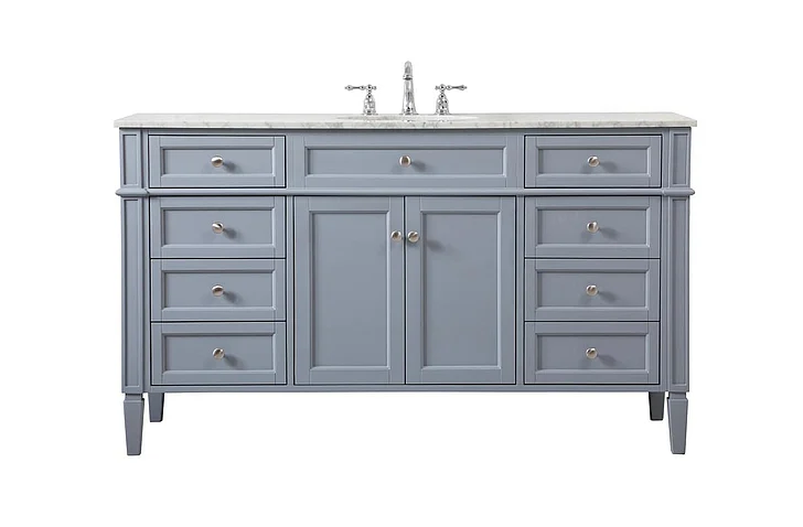 Elegant 60 In. Single Bathroom Vanity in Grey VF12560GR