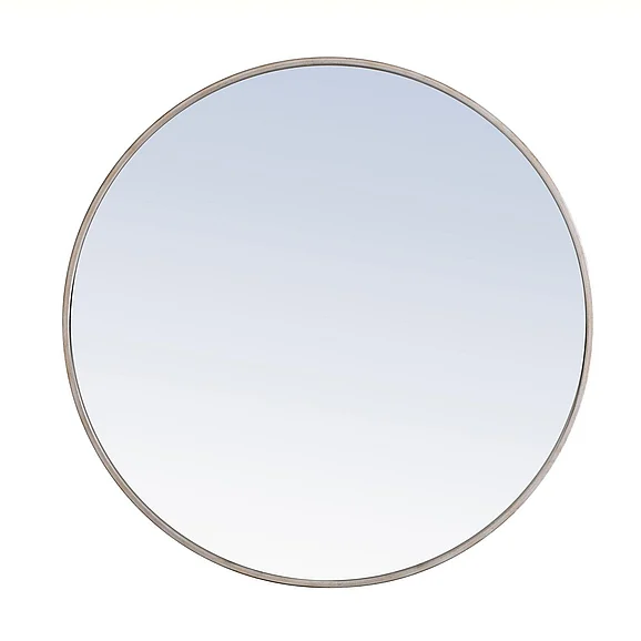 Elegant Metal Frame Round Mirror 32 In. Silver Finish MR4039S
