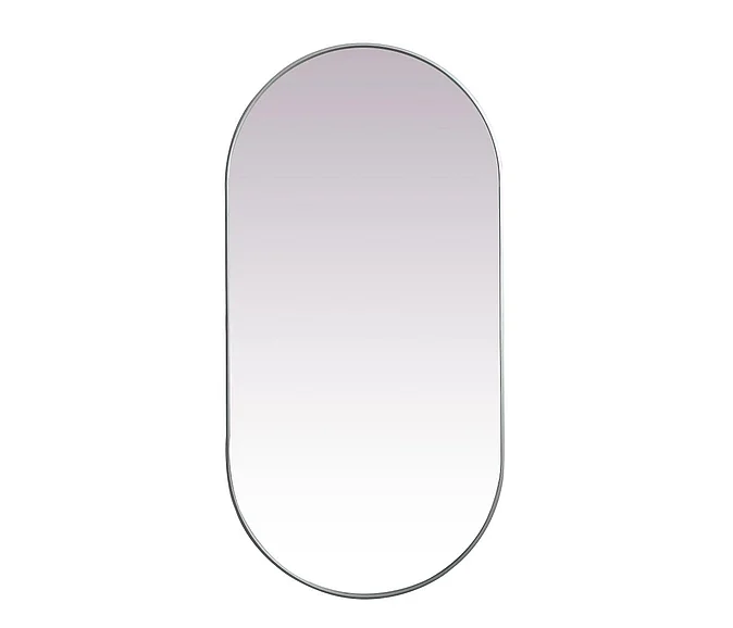Elegant Metal Frame Oval Mirror 36X72 In. in Silver MR2A3672SIL