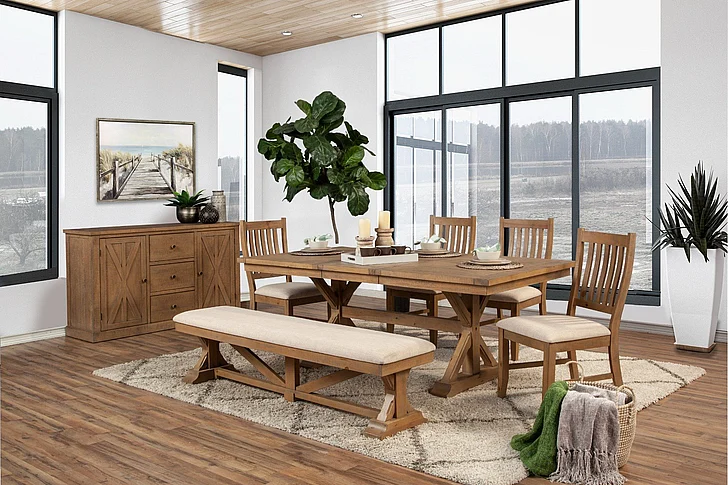 Alpine Furniture Arlo 6-Piece Rectangular Dining Table Set in Natural