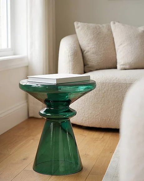 Comfort Pointe Abyss 17"H Sculptural Blown Glass Accent Table in Emerald Green 4202-AT-Sage