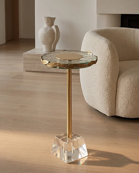Comfort Pointe Ashington 10" Round Accent Table with Textured Glass Top 4212-AT