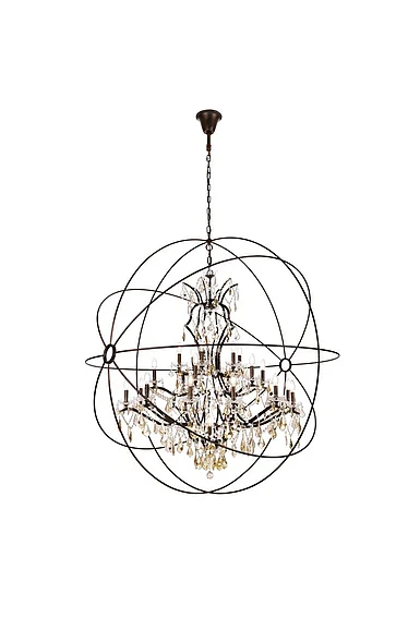 Elegant Geneva 25 Light Dark Bronze Chandelier Clear Royal Cut Crystal 1130G60DB/RC