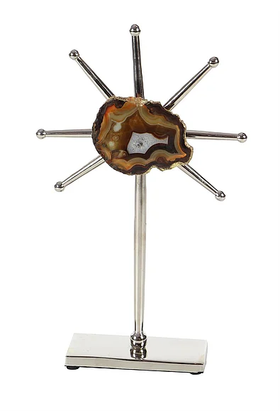 UMA Brown Aluminum Metal Geometric Handmade Sculpture, 9" x 3" x 15" | 42247 CLOSEOUT