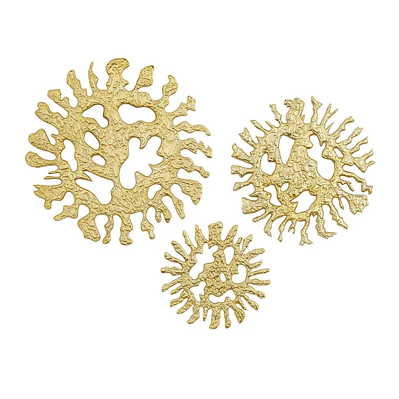 UMA Gold Aluminum Metal Sunburst Wall Decor with Textured Pattern, Set of 3 25, 20, 15H | 42301 CLOSEOUT