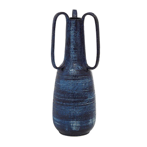 UMA Ceramic Decorative Vase with Handles in Blue 42337