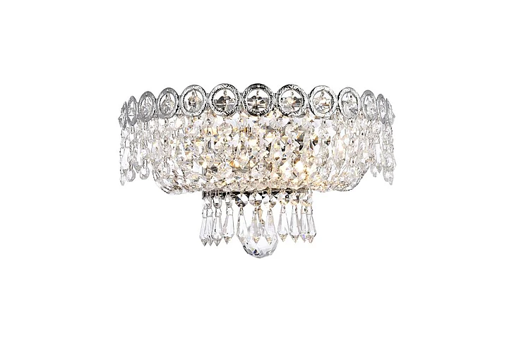 Elegant Century 2 Light Chrome Wall Sconce Clear Royal Cut Crystal V1900W12C/RC
