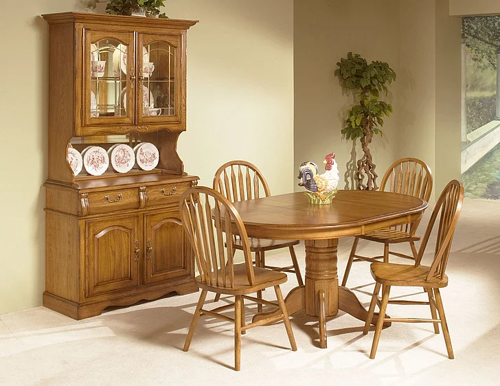 Intercon Furniture Classic Oak 7-Piece Solid Oak Pedestal Dining Room Set in Chestnut