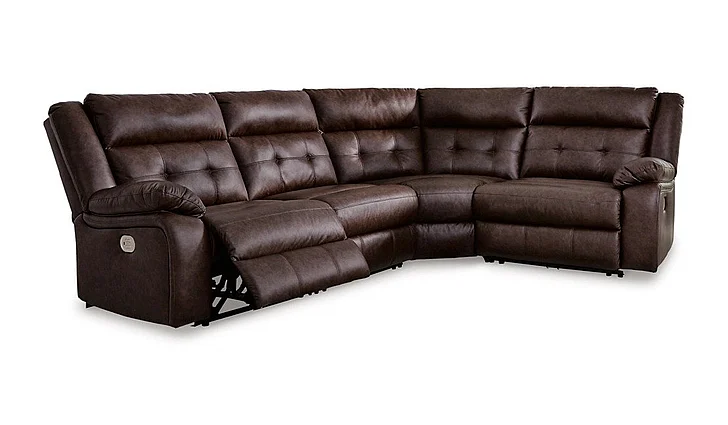 Punch Up 4-Piece Power Reclining Sectional in Walnut