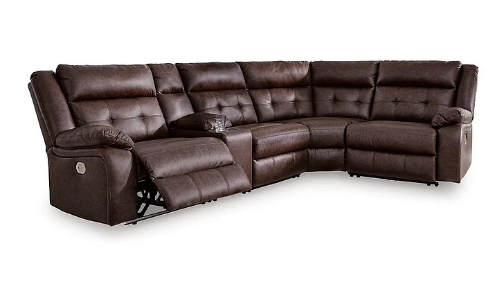Punch Up 5-Piece Power Reclining Sectional with Console in Walnut