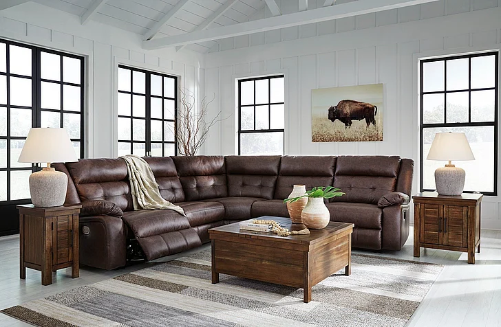 Punch Up 5-Piece Power Reclining Sectional in Walnut