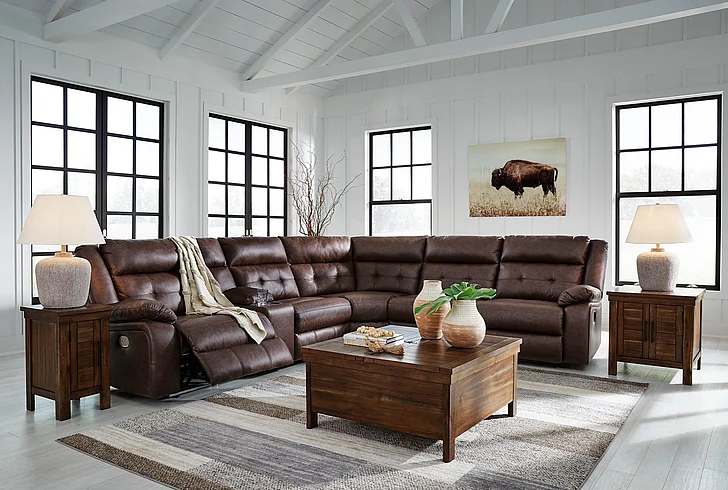 Punch Up 6-Piece Power Reclining Sectional in Walnut
