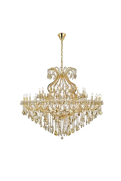 Elegant Maria Theresa 49 Light Gold Chandelier Golden Teak (Smoky) Royal Cut Crystal 2800G72G-GT/RC