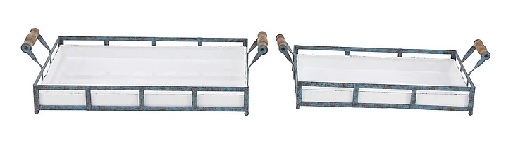 UMA Blue Metal Tray, Set of 2 22, 19W | 42881 CLOSEOUT