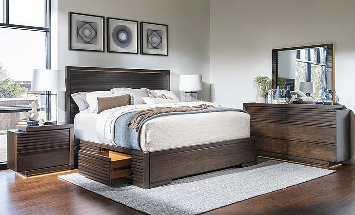 Legacy Classic Architect 2pc Panel Bedroom Set with 2 Side Storage in in Onyx