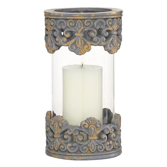 UMA Gray Resin Hurricane Lamp, 5" x 5" x 10" | 42906 CLOSEOUT