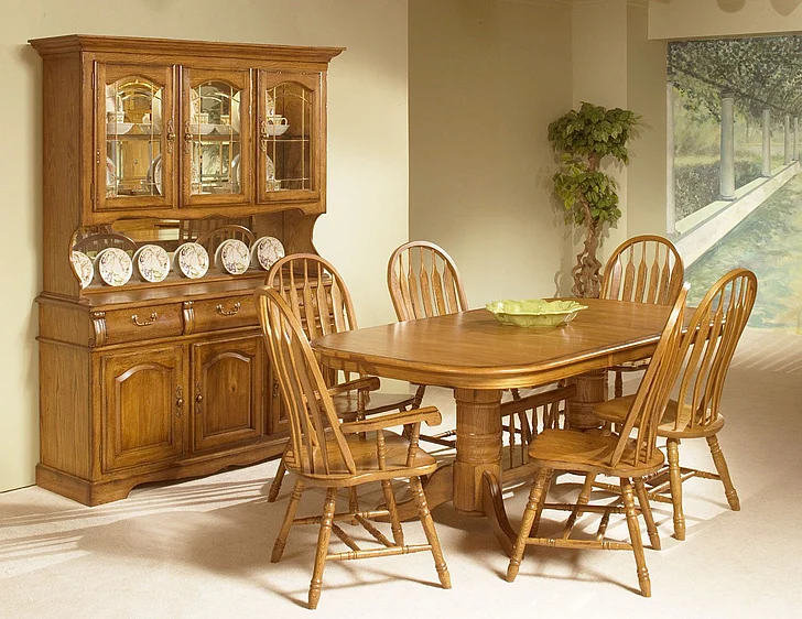Intercon Furniture Classic Oak 7-Piece Trestle Dining Room Set in Chestnut