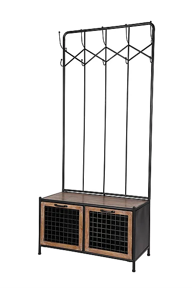 UMA Black Metal Coat Rack, 31" x 15" x 71" | 42977 CLOSEOUT