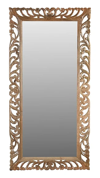 Moti Furniture Margo Mirror in Naturaled Handcarved 43007021