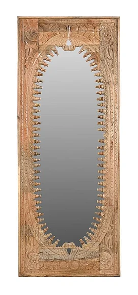 Moti Furniture Kiara Mirror in Naturaled Handcarved 43007023
