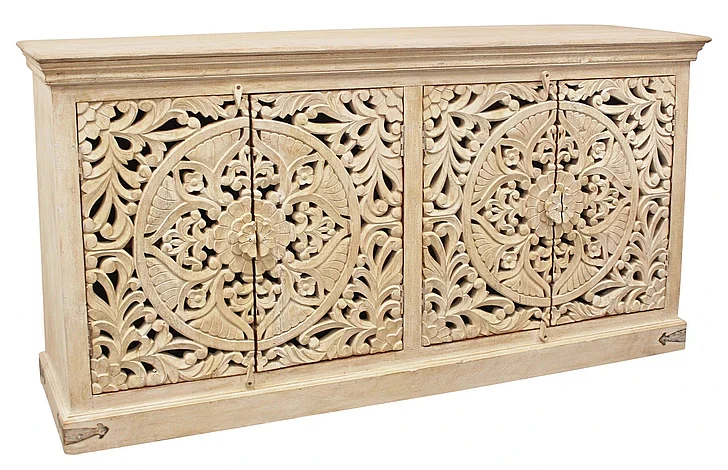 Moti Furniture Carter Flores Sideboard in White 43009024