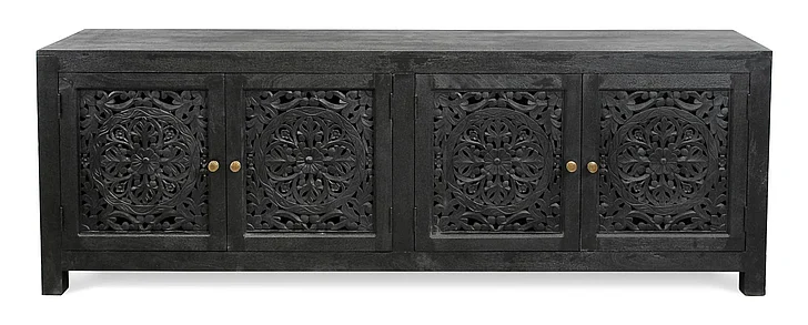 Moti Furniture Weatherly 4-Door Media Cabinet in Charcoal Grey