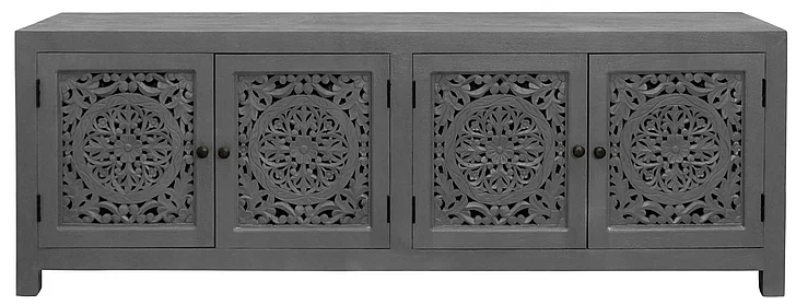 Moti Furniture Waverly Media Cabinet with 4 Doors in Gray