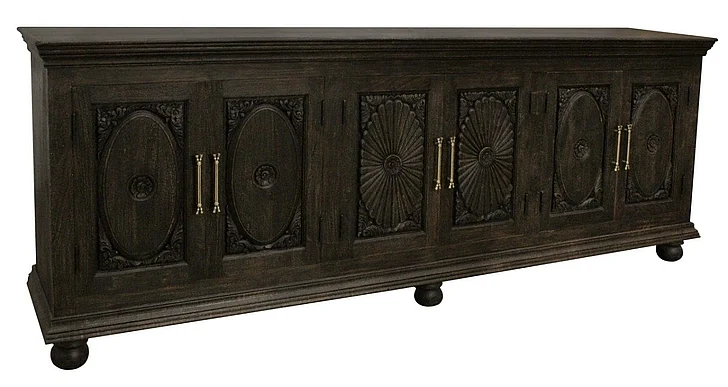 Moti Furniture Athena 6-Door Sideboard in Antique Black 43009049