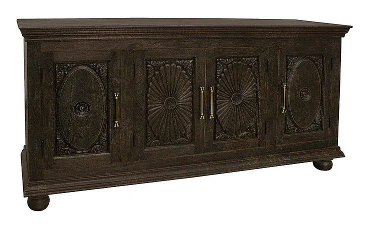 Moti Furniture Athena 4-Door Sideboard in Antique Black 43009050
