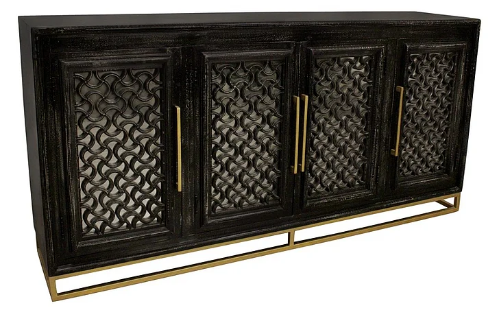 Moti Furniture Juno 4-Door Sideboard in Antique Black 43009053