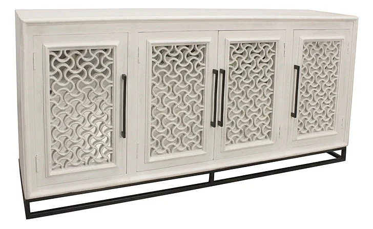 Moti Furniture Juno 4-Door Sideboard in Distressed White 43009054