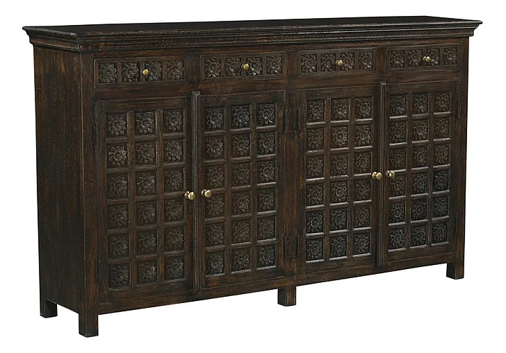 Moti Furniture Anisa 4-Door 4-Drawer Sideboard in Antique Black 43009056