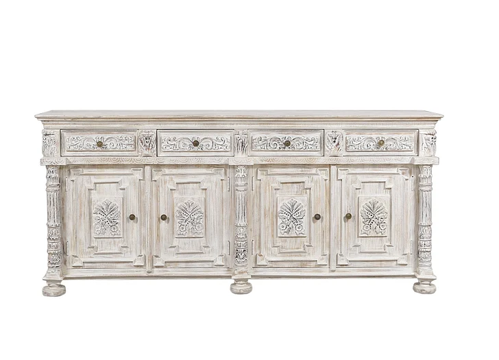 Moti Furniture Carter 4-door Sideboard in Distressed White 43009057