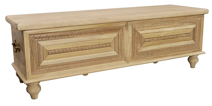 Moti Furniture Noelle 55" Storage Bench in Distressed White 43010003