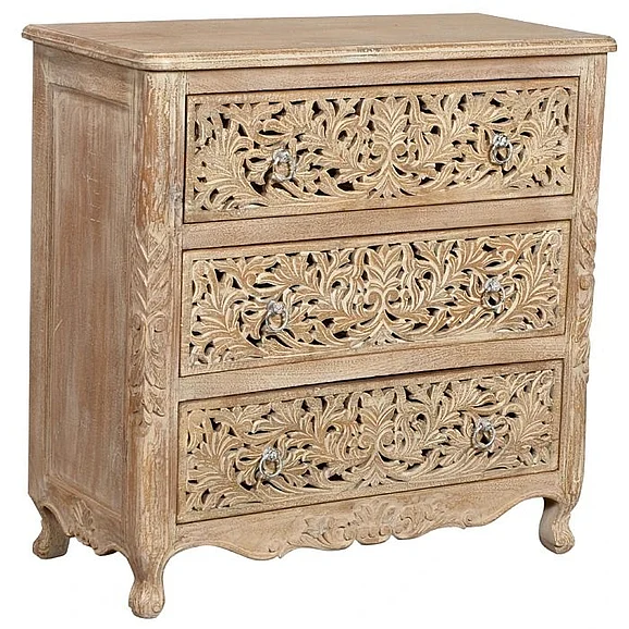 Moti Furniture Halle Hand-Carved Dresser in Grey 43015001