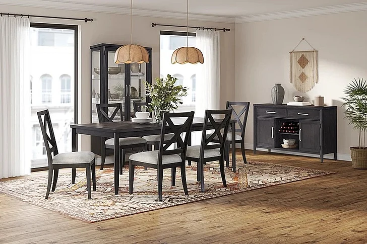 FD Home Studio 24 7pc Dining Room Set in Java Bean